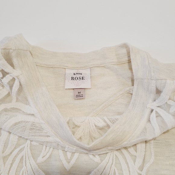 Knox Rose Cream Lace Front Long Sleeve Top EUC - Picture 4 of 9